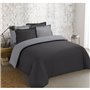 VISION - Bicolore - Housse de couette Réversible 200x200cm avec 2 taies 65x65cm - Anthracite/gris - 100% coton