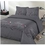 VISION Parure de couette Love - 100% coton - 1 housse de couette 240 x 220 cm + 2 taies d'oreiller 65 x 65 cm - Gris anthracite