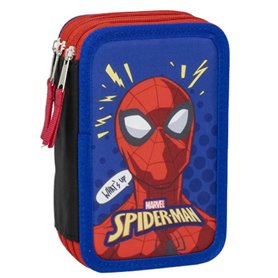 Pochette à crayons triple Spider-Man Bleu 12