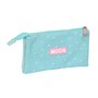 Trousse Fourre-Tout Triple Moos Butterflies Bleu clair 22 x 12 x 3 cm