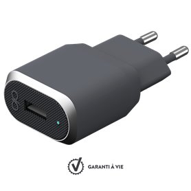 Chargeur maison USB A 2.4A FastCharge Gris - Garanti à vie Force Power