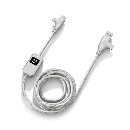 Câble ALLURE 4 en 1 USB A+C / USB C + Lightning Gris clair - Certifié GRS Xoopar