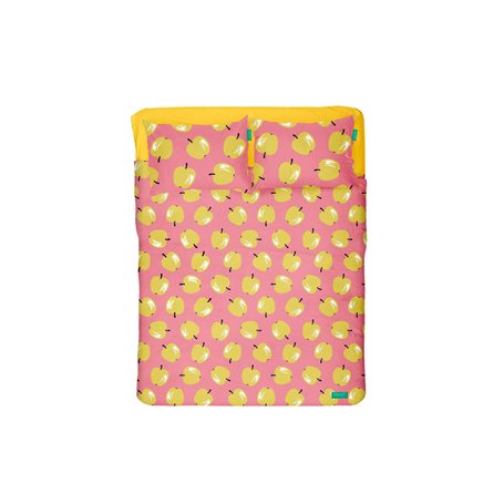 Jeu de draps Benetton Jaune Rose Standard Pomme 4 Pièces