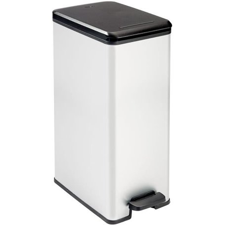 Poubelle Slim - SLIM BIN - CURVER - 40L - Gain de place - 40 x 25 x 61 cm - Gris métallisé