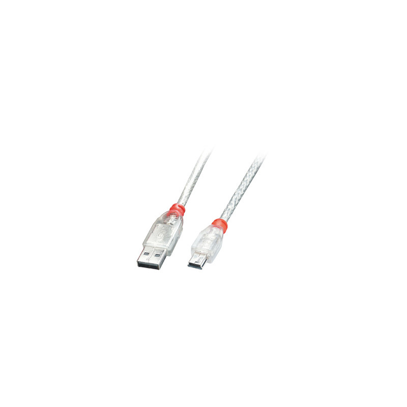 Lindy 41785 câble USB 5 m USB 2.0 USB A Mini-USB B Transparent
