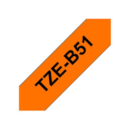 Brother TZe-B51 ruban d'étiquette Noir sur fond orange fluorescent
