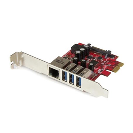 StarTech.com Carte PCI Express à 3 ports USB 3.0 et 1 port Gigabit Ethernet avec UASP