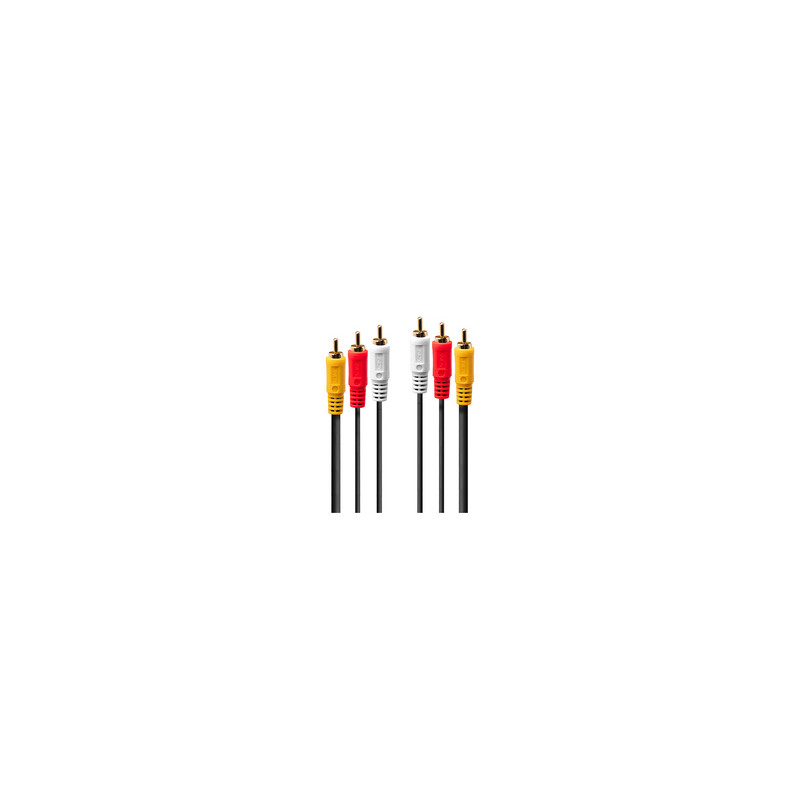 Lindy 35690 câble audio 1 m 3 x RCA Noir, Rouge, Blanc, Jaune