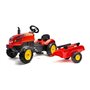 FALK - 2046AB - Tracteur a pedales X Tractor rouge avec capot ouvrant et remorque inclus
