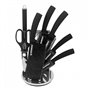 Herzberg Ensemble de 8 couteaux avec support en acrylique - Marbre Noir