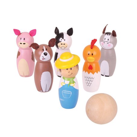 BIGJIGS Wooden Bowlingset Farm