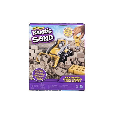 Kinetic Sand SABLE MAGIQUE - CHANTIER CREUSER ET DEMOLIR 454 G + 4 ACCESSOIRES - Créez Différentes Formes Hypnotisantes avec Ce