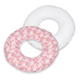 Coussin rond post natal cygnes - blanc