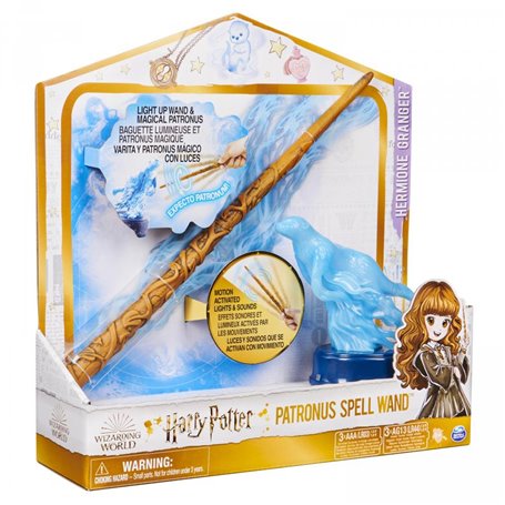 Wizarding World HARRY POTTER - BAGUETTE MAGIQUE COLLECTOR PATRONUS HERMIONE GRANGER - Baguette Magique 30 cm Avec Figurine Patro