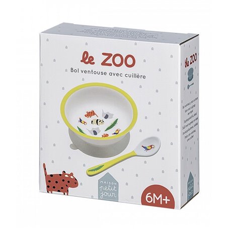 Bol a ventouse avec cuillere Le zoo
