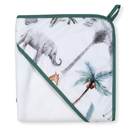 Ma première cape de bain en coton et bambou- Safari