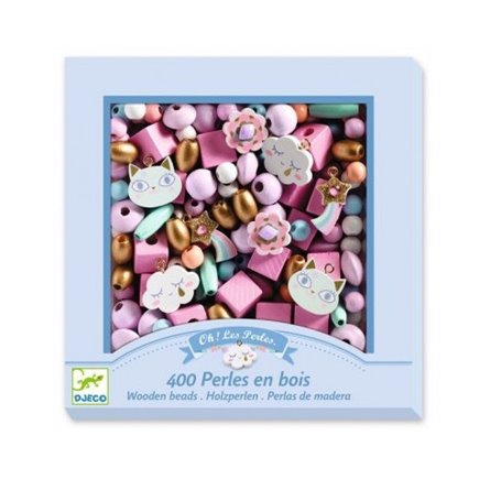 Perles en bois arc en ciel
