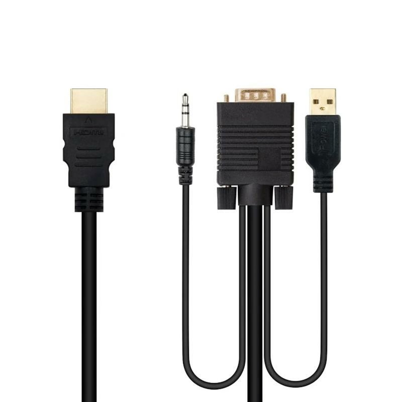 Image secondaire de Nanocable 10.15.4350 câble vidéo et adaptateur 1,8 m HDMI Type A (Standard) VGA (D-Sub) + 3.5mm + USB Type-A