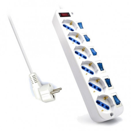 Multiprise 6 Prises avec Interrupteur Ewent EW3932-3M 3500W Blanc 29,99 €