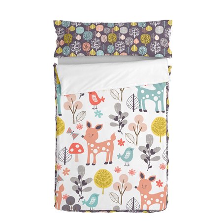 Housse de couette non rembourrée HappyFriday Moshi Moshi Woodland Multicouleur 90 x 200 cm