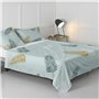 Drap HappyFriday Blanc Foliage Mint Multicouleur 210 x 270 cm