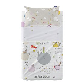 Jeu de draps HappyFriday Le Petit prince Voyageur  Multicouleur Lit de bébé 2 Pièces