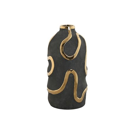 Vase Home ESPRIT Gris Doré Grès Abstrait Moderne 17 x 17 x 35 cm