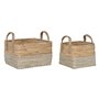 Set de basket Home ESPRIT Blanc Naturel Marron Clair PVC Herbier marin Joncs 43 x 38 x 36 cm (2 Pièces)