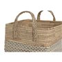 Set de basket Home ESPRIT Blanc Naturel Marron Clair PVC Herbier marin Joncs 43 x 38 x 36 cm (2 Pièces)