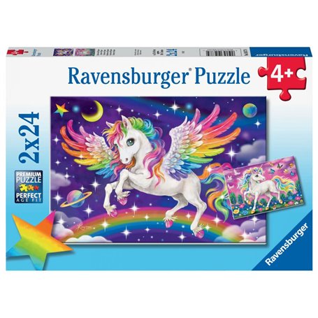Puzzles 2x24 p - licorne et pegase