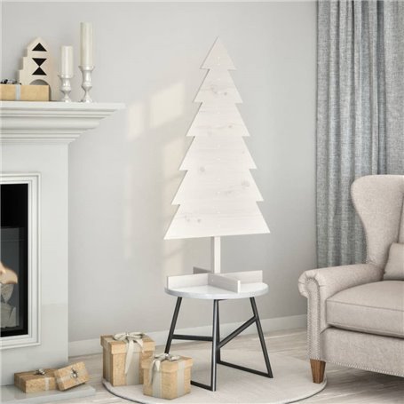 vidaXL Arbre de Noël en bois pour décoration blanc 120 cm pin massif