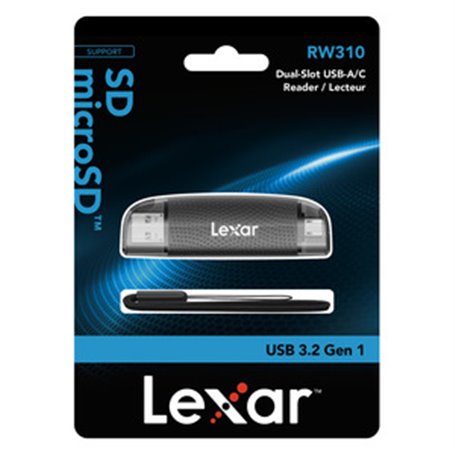 Lecteur Dual Slot SD-Micro SD USB-A et USB-C RW310X (jusqu'à 205Mo/sec)