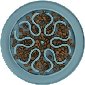 Gamelle à Alimentation Lente pour Animaux de Compagnie Trixie TX-25035 Bleu Gris Silicone