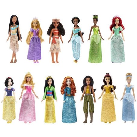 Mattel Disney Coffret Princesses Étincelantes avec 13 poupées avec habillage scintillant et accessoires