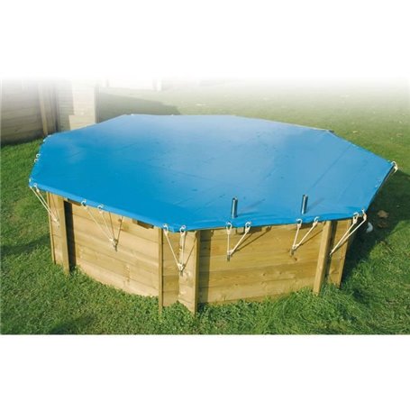 Bâche d'hiver et de sécurité pour piscine bois - UBBINK - Octogonale 360 - Epaisseur 550gr - Conforme NF P 90-308