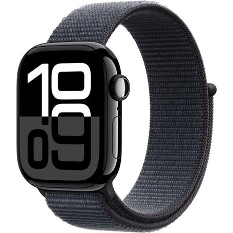 Apple Watch Series 10 GPS + Cellular - 42mm - Boîtier Jet Black Aluminium - Bracelet Ink Sport Loop