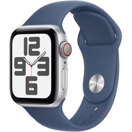 Apple Watch SE GPS + Cellular - 40mm - Boîtier Silver Aluminium - Bracelet Denim Sport Band - S/M