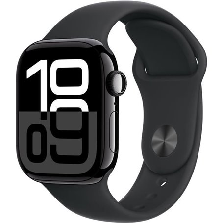 Apple Watch Series 10 GPS + Cellular - 42mm - Boîtier Jet Black Aluminium - Bracelet Black Sport Band - S/M