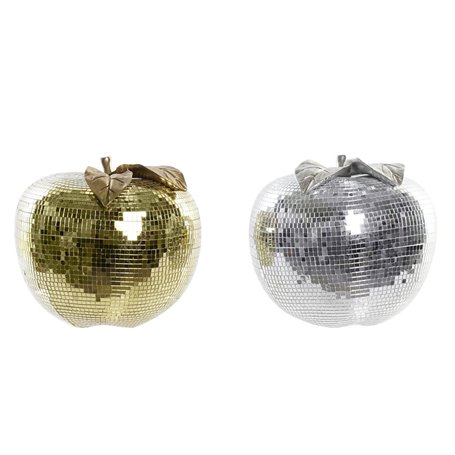 Boule à Facettes DKD Home Decor Argenté Doré Résine Pomme Moderne (21 x 21 x 19 cm) (2 Unités)