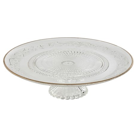 Assiette plate Home ESPRIT Transparent Doré Verre 33 x 33 x 9