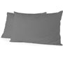 Lot de 2 taies d'oreiller - HOME LINGE PASSION - 50 x 70 cm - Gris anthracite