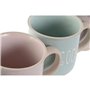 Ensemble de 4 mugs Home ESPRIT Bleu Rose Grès 355 ml 9,7 x 7 x 9,2 cm