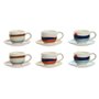 Jeu de 6 tasses avec plat Home ESPRIT Jaune Bleu Vert Lila Métal Dolomite 180 ml