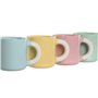 Ensemble de tasses à café Home ESPRIT Jaune Bleu Vert Rose Porcelaine 110 ml 4 Pièces