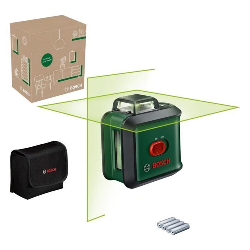 Laser lignes UniversalLevel 360 de Bosch (laser lignes vertical et horizontal avec laser à 360° pour un alignement dans toute la pièce)
