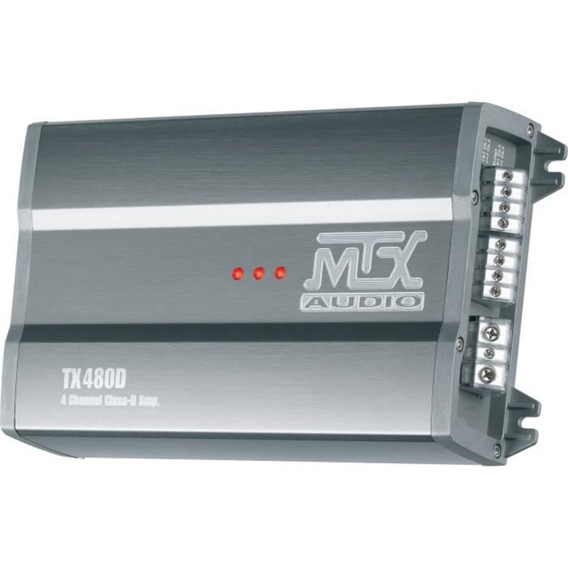 MTX TX480D Amplificateur voiture Classe-D 4x120W RMS @2O ou 2x240W RMS @ 4O filtres variables