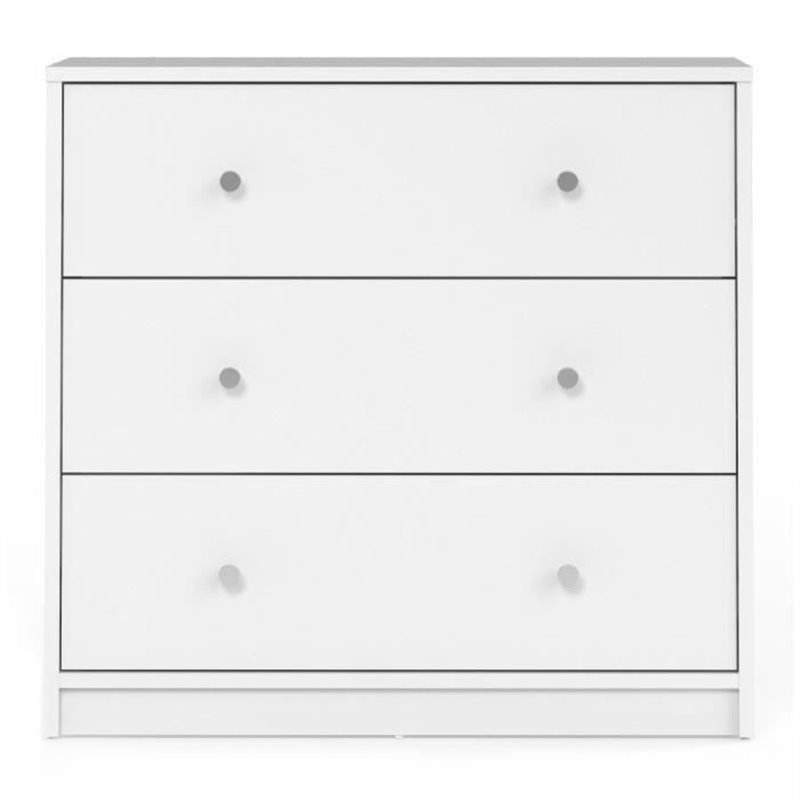 Image secondaire de Commode de chambre - OREGON - 3 tiroirs - décor blanc - L 72,4 x P 30,1 x H 68,3 cm