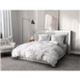 Parure de couette 240x260 cm HOME LINGE PASSION POMPADOUR : Housse de couette + 2 taies d'oreiller - 100% Coton 57 Fils - Blanc/
