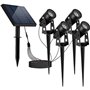 Quatre spots solaires 4 en 1 a piquer ou a fixer - LUMISKY - ROUNDY - H27 cm - LED blanc froid
