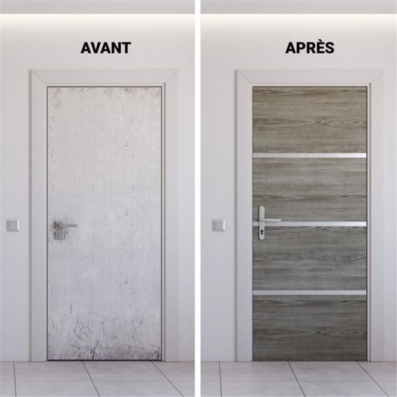 Image secondaire de Kit de Rénovation de Porte - NORDLINGER PRO - 4 Feuilles 85 x 50 cm & 3 Profils 85 x 2 cm - Chene Greige